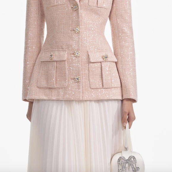 self-portrait Sequin Boucle Chiffon Midi Dress US2 - MSRP $670 - NWT - Picture 8 of 10